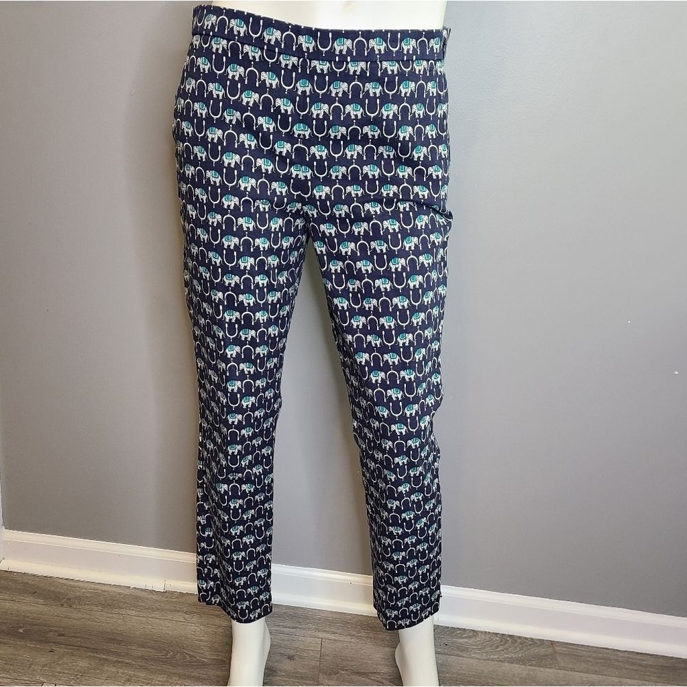 J. CREW Blue Elephant Print Pants size 0 - Picture 9 of 10